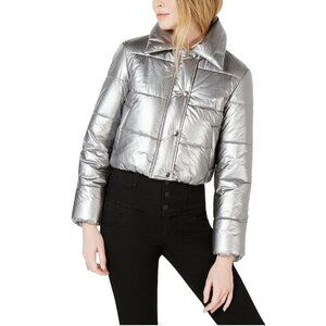 Bar III Puffer Silver Metallic Jacket